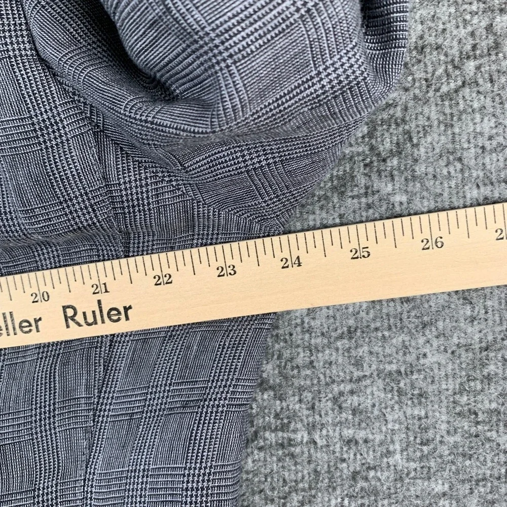 Joseph Abboud Linen Blazer Jacket Men XL Gray Glen Check Sport Coat Elbow Patch